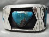 Huge And Heavy Vintage Native American Navajo Smokey Bisbee Turquoise Sterling Silver Bracelet-Nativo Arts