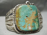 Museum Vintage Native American Navajo Squared Royston Turquoise Sterling Silver Bracelet Old-Nativo Arts