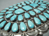 Joey Wilson Vintage Native American Navajo Turquoise Cluster Sterling Silver Pin Huge-Nativo Arts