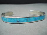 Spectacular Zuni Kingman Turquoise Sterling Silver Bracelet Native American-Nativo Arts
