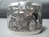 So Detailed Huge Hummingbird Navajo Sterling Silver Bracelet Native American-Nativo Arts