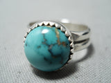 Remarkable Navajo Spiderweb Turquoise Sterling Silver Ring Native American-Nativo Arts