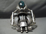 One Of Biggest Best Vintage Native American Navajo Turquoise Kachina Sterling Silver Bracelet-Nativo Arts