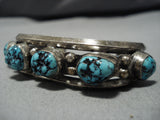 Marvelous Vintage Navajo Turquoise Sterling Silver Native American Bracelet Old-Nativo Arts