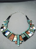Important Intricate Native American Tirquoise Sterling Silver Necklace-Nativo Arts