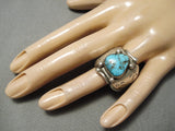Huge Heavy Vintage Navajo Turquoise Sterling Silver Native American Ring-Nativo Arts