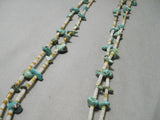 Rare Early Hand Drilled Heishi Vintage Native American Navajo Turquoise Sterling Silver Necklace-Nativo Arts