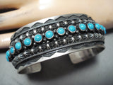 Snake Eyes Vintage Native American Navajo Sleeping Beauty Turquoise Sterling Silver Bracelet-Nativo Arts