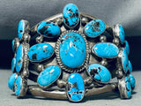 One Of The Best Ever Vintage Native American Navajo Cluster Turquoise Sterling Silver Bracelet-Nativo Arts