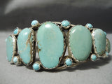 For Larger Wrist Vintage Native American Navajo Royston Turquoise Sterling Silver Bracelet Old-Nativo Arts