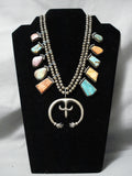Superior Vintage Native American Navajo Turquoise Sterling Silver Squash Blossom Necklace-Nativo Arts