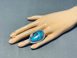 Old Deposit Kingman Turquoise Vintage Native American Navajo Sterling Silver Ring-Nativo Arts