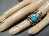 Stunning Vintage Native American Navajo Sleeping Beauty Turquoise Sterling Silver Ring-Nativo Arts