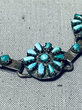 Exquisite Vintage Native American Zuni Turquoise Cluster Links Sterling Silver Bracelet-Nativo Arts