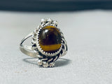 Eye Catching Native American Navajo Tiger Eye Dome Sterling Silver Ring-Nativo Arts