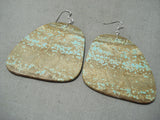 Native American Slab Turquoise Santo Domingo Royston Turquoise Sterling Silver Earrings-Nativo Arts