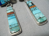 Important Vintage Native American Navajo Hank Whitethorne Turquoise Sterling Silver Earrings-Nativo Arts