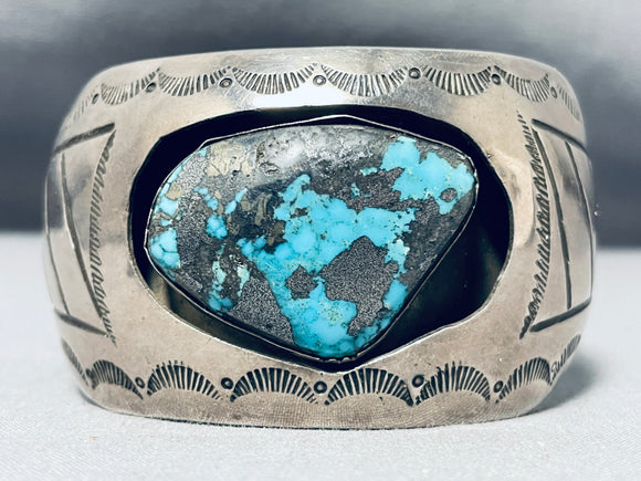 Very Important Godber Turquoise Vintage Native American Navajo Sterling Silver Bracelet-Nativo Arts