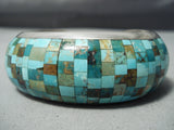 One Of The Best Vintage Native American Navajo Checkerboard Inlay Sterling Silver Bracelet-Nativo Arts