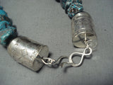Native American Heavy Nugget 292 Gram Chunk Turquoise Sterling Silver Tubule Necklace-Nativo Arts
