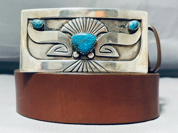 Native American Very Important Vintage Hopi Lewis Lomay Sterling Silver Turquoise Concho Belt-Nativo Arts