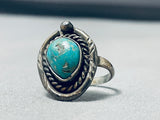 Outstanding Vintage Native American Navajo Green Kingman Turquoise Sterling Silver Ring-Nativo Arts