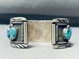 Heavy 83 Grams Vintage Native American Navajo Turquoise Sterling Silver Bracelet Old-Nativo Arts