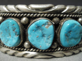 Marvelous Vintage Native American Navajo Old Kingman Turquoise Sterling Silver Bracelet-Nativo Arts
