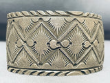 Heavy 108 Gram Native American Navajo Sterling Silver Rug Signed Bracelet Cuff-Nativo Arts