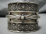 One Heaviest Native American Navajo Sterling Silver Hand Wrought Bracelet Cuff-Nativo Arts