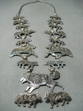 Warewolf Vintage Native American Navajo Sterling Silver Squash Blossom Necklace-Nativo Arts