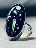Comet Outer Space Native American Navajo Sterling Silver Opal Ring-Nativo Arts