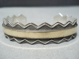 Marvelous Vintage Navajo Sterling Silver 14k Gold Bracelet Native American-Nativo Arts