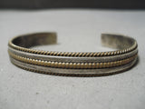 Impressive Vintage Native American Navajo Sterling Silver & 12k Gold Fill Bracelet Old-Nativo Arts