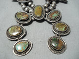 Best Vintage Native American Navajo Royston Turquoise Sterling Silver Squash Blossom Necklace-Nativo Arts