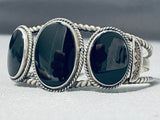 Incredible Vintage Native American Navajo Black Onyx Sterling Silver Bracelet-Nativo Arts