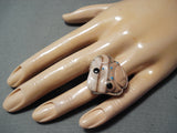 Fascinating Navajo Shell Sterling Silver Frog Ring Native American-Nativo Arts