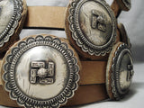 Very Rare Vintage Native American Navajo Whirling Logs Sterling Silver Concho Belt Old-Nativo Arts