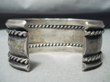Incredible Vintage Native American Navajo Hand Tooled Sterling Silver Bracelet Old-Nativo Arts