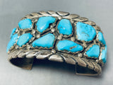 Signed Vintage Native American Navajo Morenci Turquoise Sterling Silver Bracelet-Nativo Arts