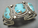 Amazing Vintage Native American Navajo Old Turquoise Sterling Silver Bracelet Cuff Old-Nativo Arts