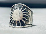 Native American Nel Fred Vintage Navajo Sun Sterling Silver Thick Ring-Nativo Arts