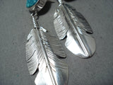 Remarkable Navajo Kingman Turquoise Sterling Silver Earrings Native American-Nativo Arts