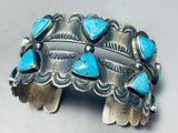 Russ Sam Vintage Native American Navajo Teardrop Turquoise Sterling Silver Bracelet-Nativo Arts