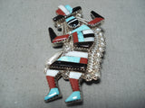 Dynamic Vintage Native American Zuni Turquoise Sterling Silver Rainbow Man Pin/ Pendant Old-Nativo Arts