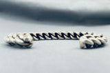 Phenomenal Heavy Hand Woven Native American Navajo Sterling Silver Bracelet-Nativo Arts