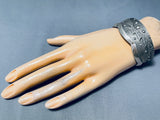 Hand Poured Hot Sterling Silver Native American Navajo Geomtric Bracelet-Nativo Arts