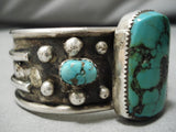Quality Vintage Native American Navajo Spiderweb Turquoise Sterling Silver Bracelet Old-Nativo Arts