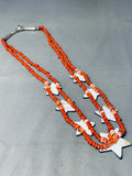 One Of The Most Unique Native American Kewa Coral Turquoise Inlay Sterling Silver Necklace-Nativo Arts