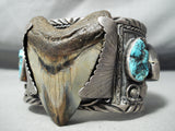 Authentic Extremely Vintage Native American Navajo Turquoise Megeladon Sterling Silver Bracelet-Nativo Arts